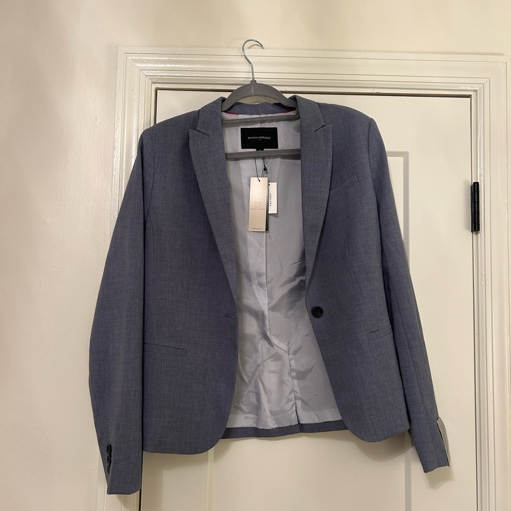 Banana Republic Blue Blazer with Tailored Fit and Notched Lapels